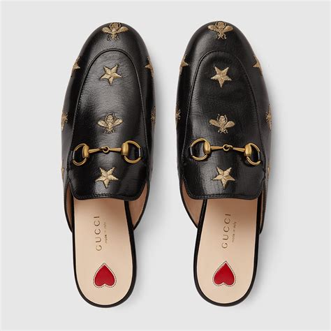 princetown embroidered leather slipper gucci